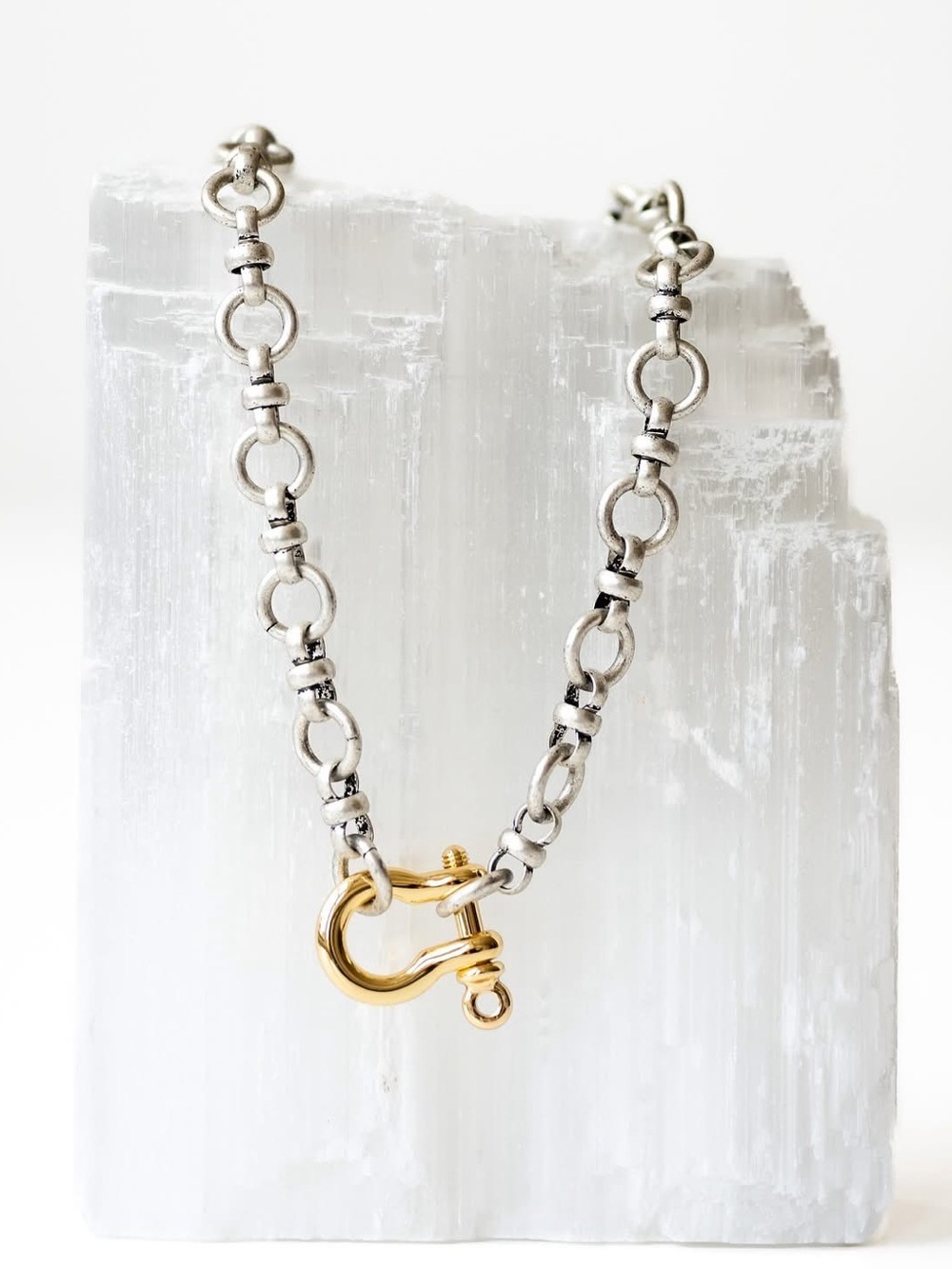Anima Mea Lo Two-Tone Link Necklace in Silver & Gold
